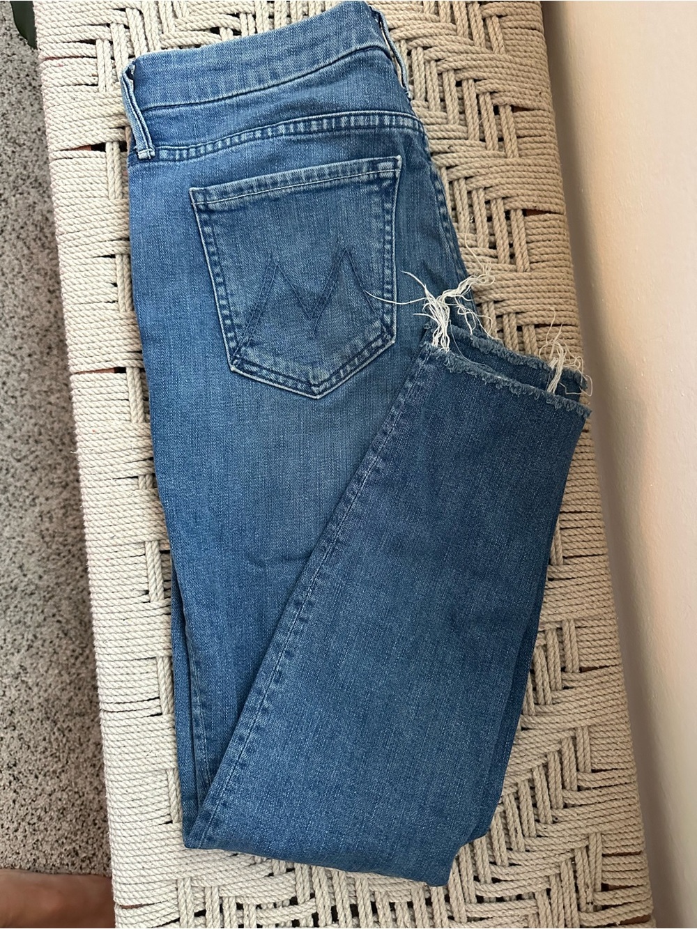 Mother Denim High Rise The Looker Ankle Fray